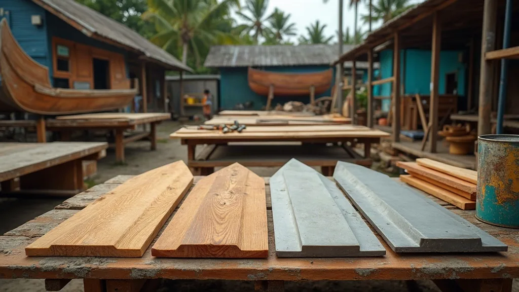 Hull Material Options — Timber, Fibreglass, Aluminium and Steel — Lombok Boat Builder yard, West Nusa Tenggara